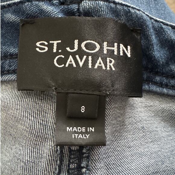 St. John Caviar Stretch Cotton Lyocell Skinny Fit Jeans Medium Blue Size 8‎ - Picture 8 of 10